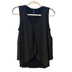 ing. Black Sleeveless Tank Top Layered V-Neck Casual Blouse Size M